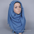 Mulheres vendendo quente encantadora cor sólida borla lenço elegante muçulmano hijab